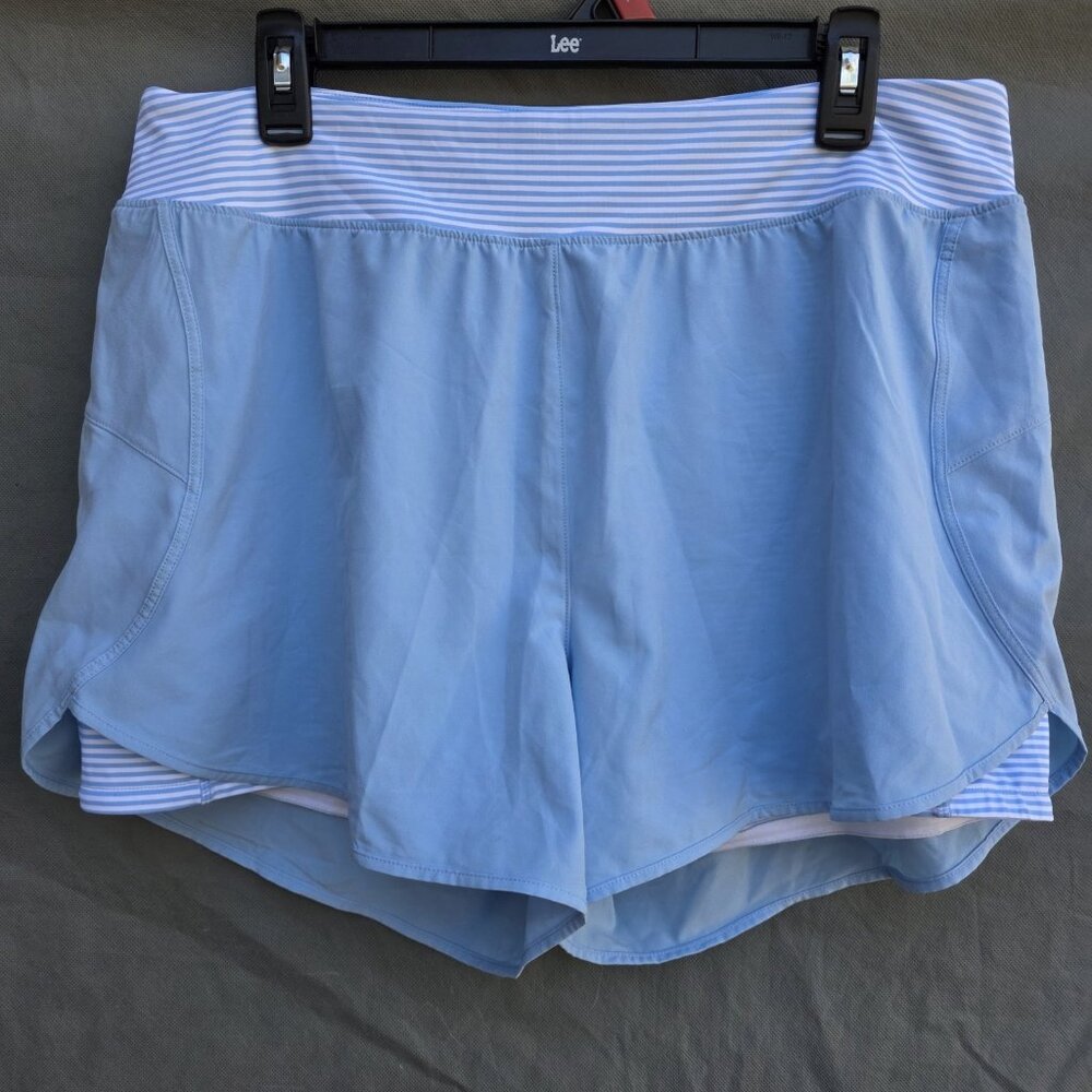 Southern Tide Women's Nonie Blue Striped Athletic Workout Shorts Women's Size XL